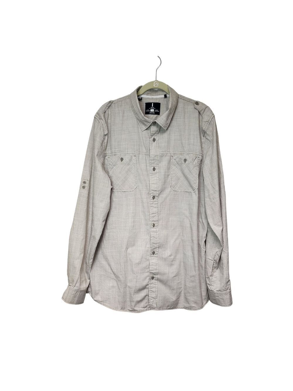 I JEANS by BUFFALO GRAY BUTTON DOWN LONG SLEEVE MEN'S SHIRT SIZE XXL